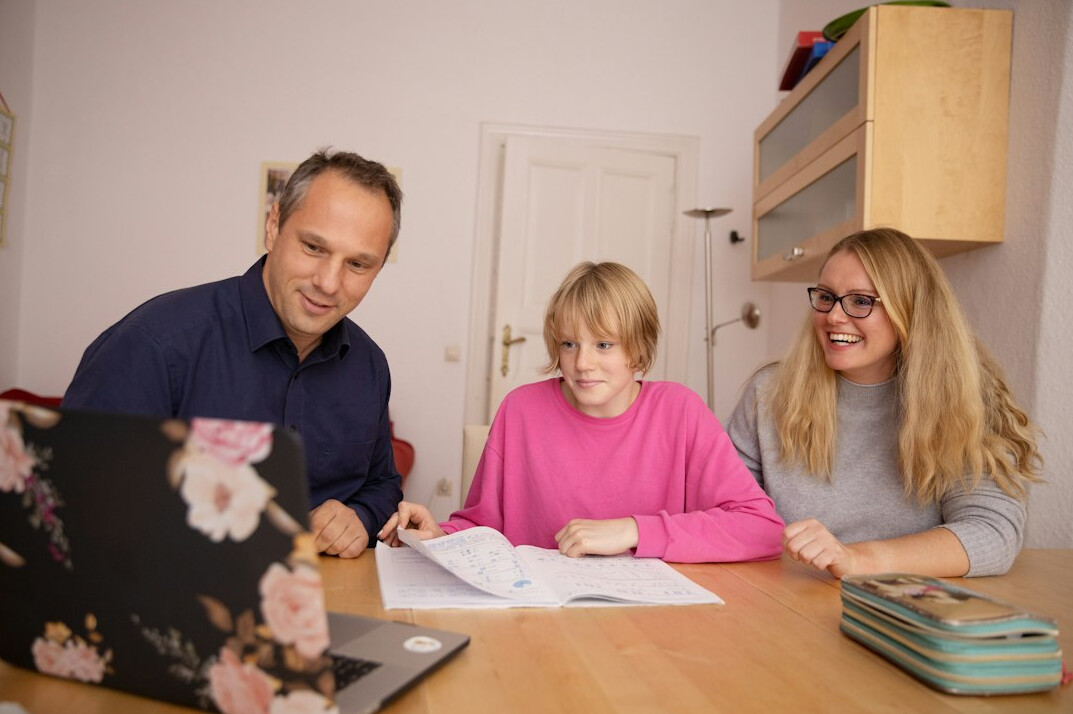 family managing home budget