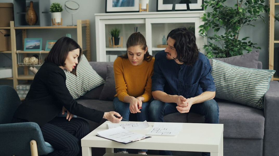 family discussing household budget
